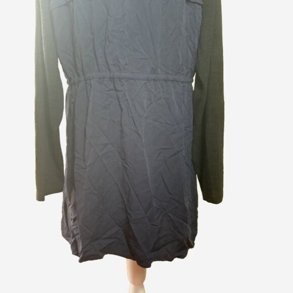 City Chic Navy Blue and Black Long Sleeve Jacket with Drawstring Waist, 18/20 - Picture 6 of 10